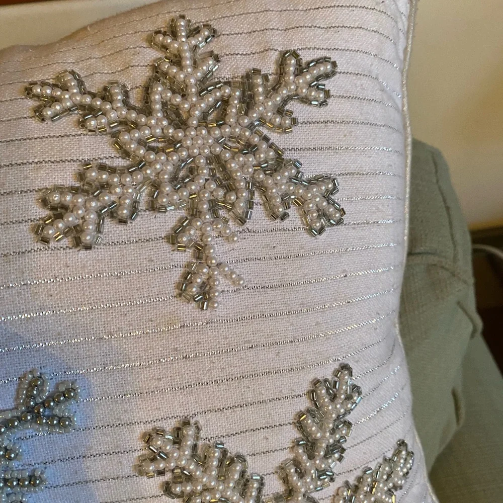 David Tutera Elegant Beaded Embellished Pillow